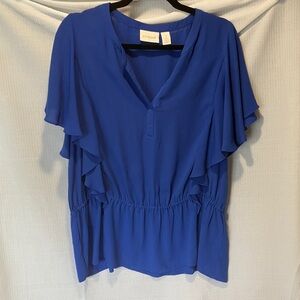 Chico's Vibrant Blue Flutter Sleeve Blouse